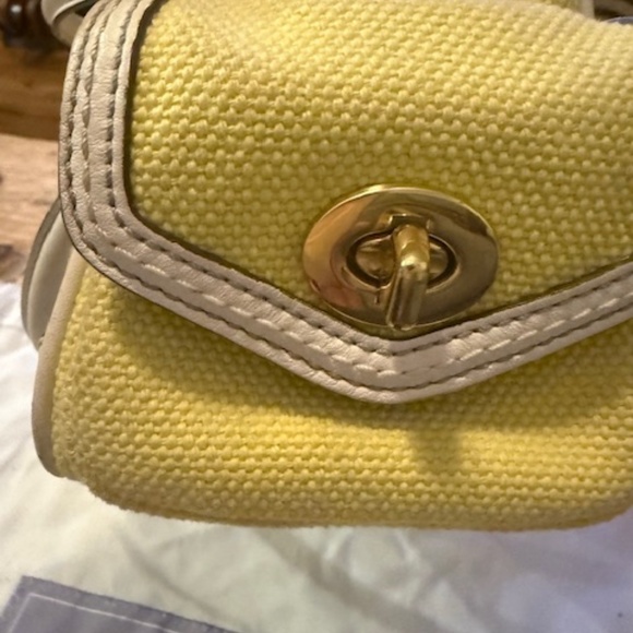 Rare COACH Legacy Twill Satchel Yellow Lime Leather Shoulder Bag Y2K Vintage - Picture 2 of 5